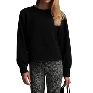 Varley Maybrook Crewneck Pullover Long Sleeve Ribbed Sweatshirt‎ Black Large